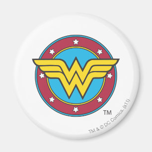 Imán Mujer Maravilla Logo Círculo y Estrellas