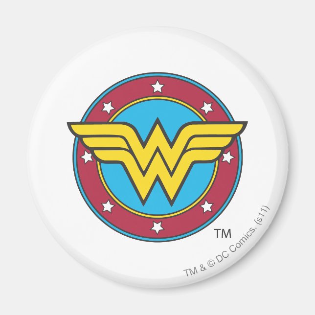 Imán Mujer Maravilla | Logo Círculo y Estrellas (Frente)