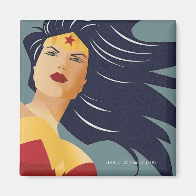 Imán Mujer Maravilla Retro City Sunburst (Frente)