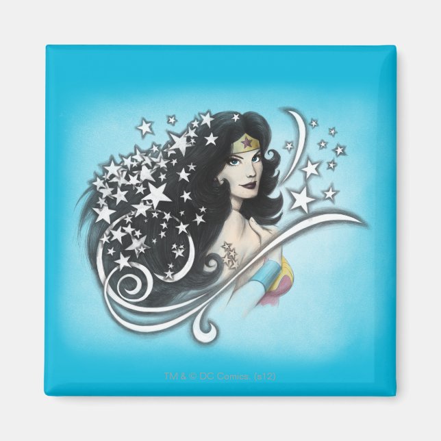 Imán Mujer Maravilla y estrellas (Frente)