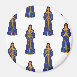 Imán Mujer marroquí en el patrón de Caftan