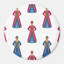 Imán Mujer marroquí en patrón de vestir tradicional