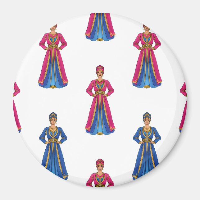 Imán Mujer marroquí en patrón de vestir tradicional (Frente)