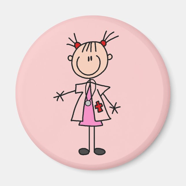 Imán Mujer Médico Figura de Palitos (Frente)