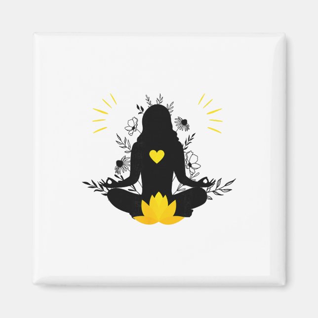 Imán Mujer Meditando Yoga Espiritualidad Atención Plena (Frente)
