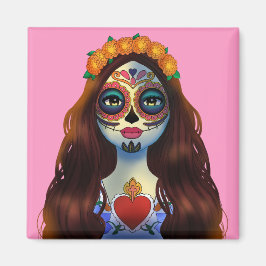 Imán Mujer misteriosa de cráneo de azúcar