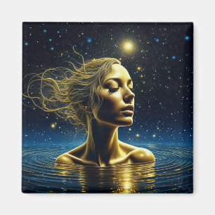 Imán Mujer Mística Meditando Bajo las Estrellas
