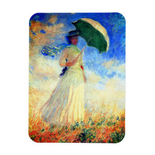 Imán Mujer Monet con una sombrilla a la derecha