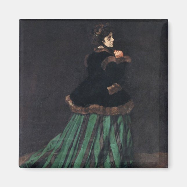 Imán Mujer Monet con vestido verde (Frente)