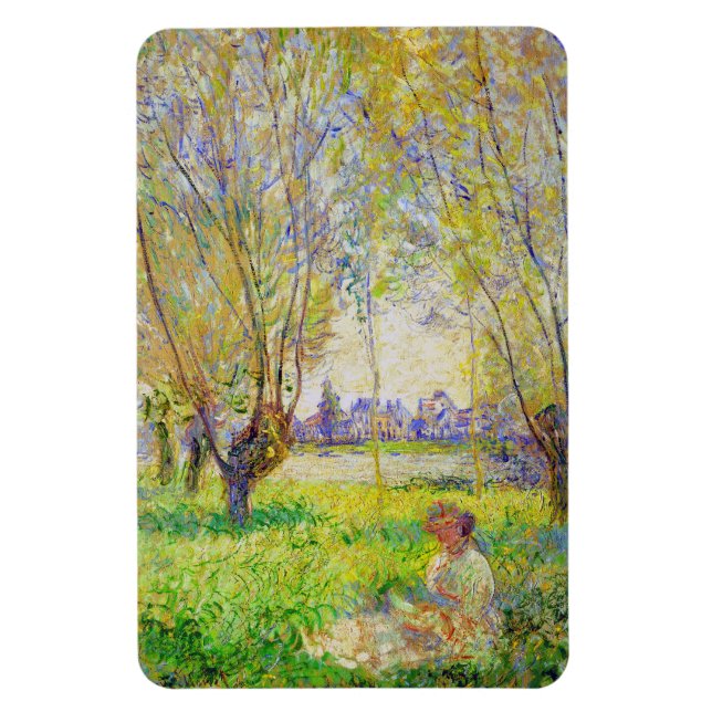 Imán Mujer Monet Sentada Bajo El Bella Artes Willows (Vertical)