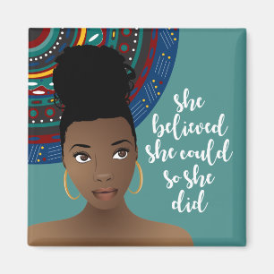Imán Mujer Negra, Ella Creía Que Podía, Así Que Lo Hizo