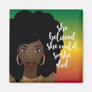 Imán Mujer Negra, Ella Creía Que Podía, Así Que Lo Hizo