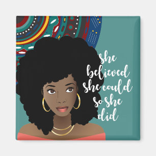 Imán Mujer Negra, Ella Creía Que Podía, Así Que Lo Hizo