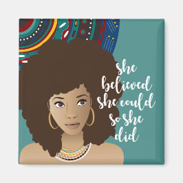 Imán Mujer Negra, Ella Creía Que Podía, Así Que Lo Hizo