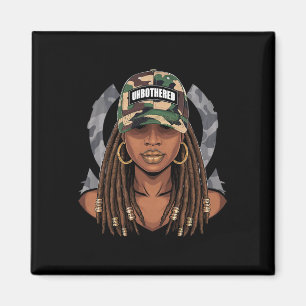 Imán Mujer negra imperturbable melanina Locs camuflaje