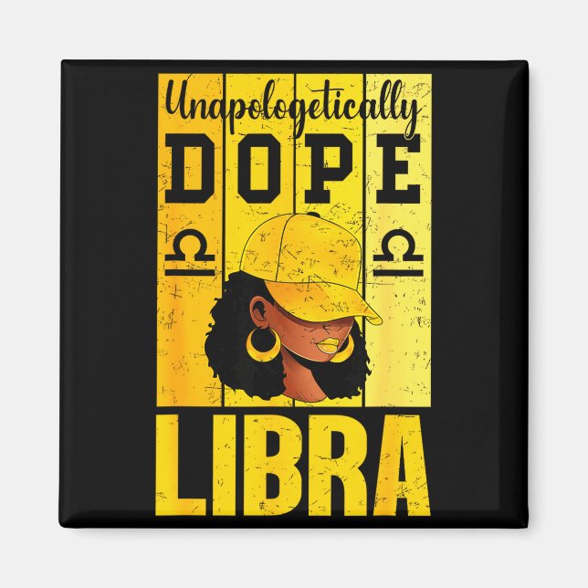 Imán Mujer Negra Libra Unalogicamente Gorra Zodiaco  (Frente)