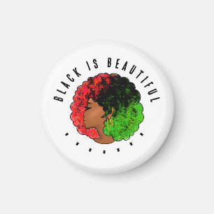 Imán Mujer niña negra panafricana orgullo afro verde ro