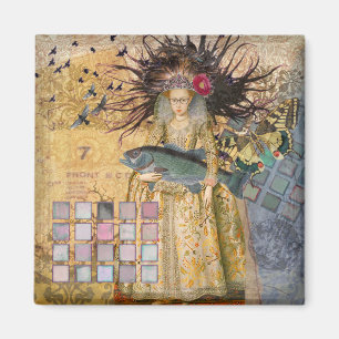 Imán Mujer Piscis Vintage Clásico Gótico