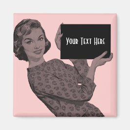 Imán Mujer retro con portapapeles