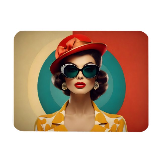Imán Mujer retro vintage (Horizontal)