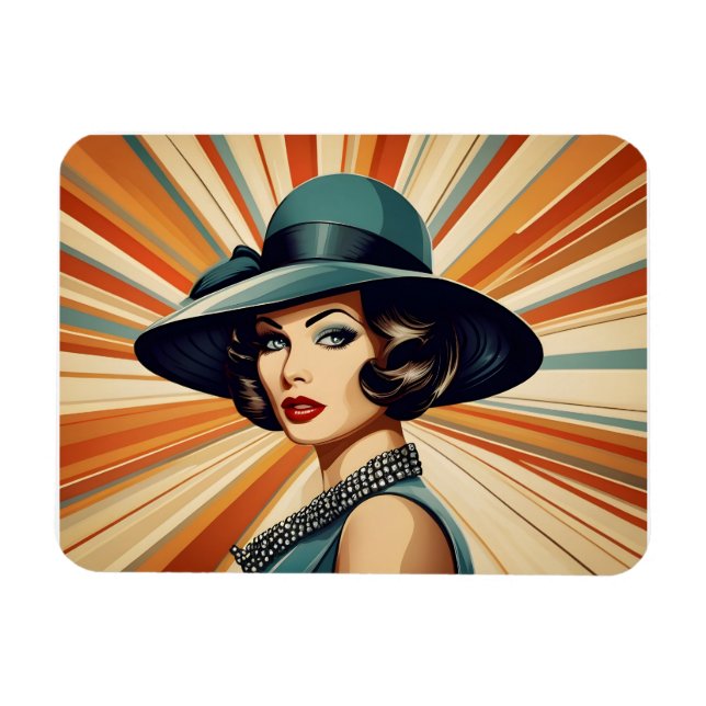 Imán Mujer retro vintage (Horizontal)