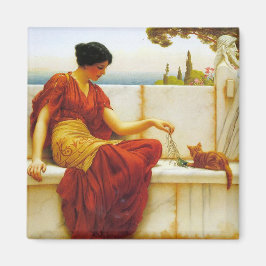 Imán Mujer romana jugando con su gato favorito