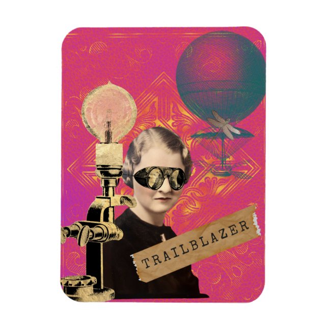 Imán Mujer Steampunk Pionera Arte Pop  (Vertical)
