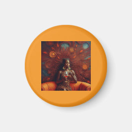 Imán Mujer Tomando Una Bebida En El Sofá