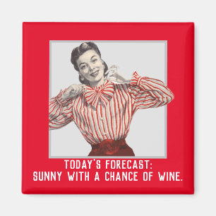 Imán Mujer ventilado con pronóstico de vinos divertidos