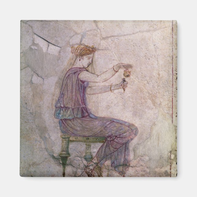 Imán Mujer vertiendo perfume en un filosofo (Frente)