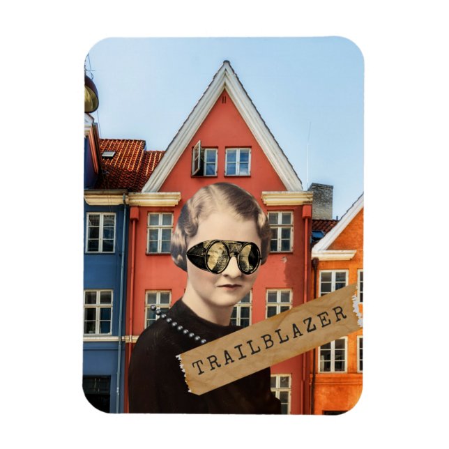 Imán Mujer Vintage Pionera Kitsch Arte Alterado (Vertical)