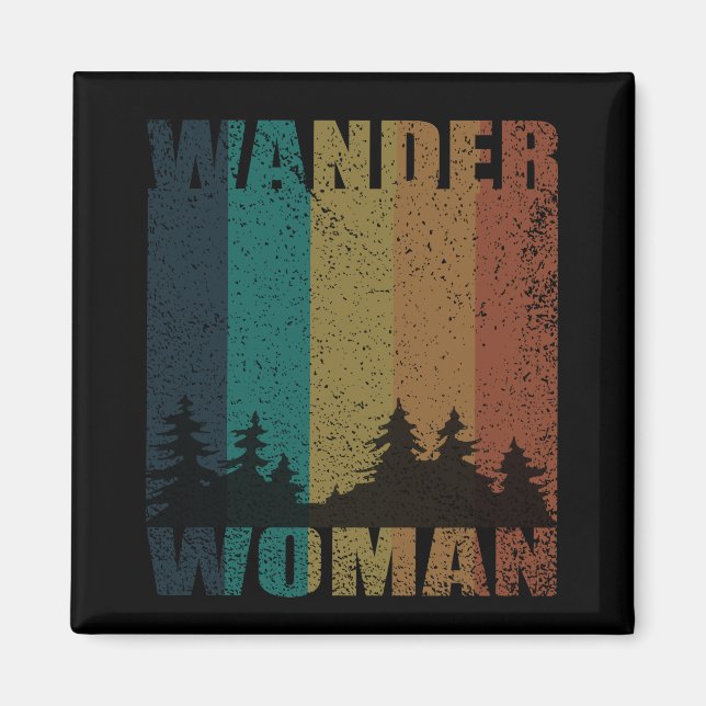Imán Mujer Wander camping vintage (Frente)