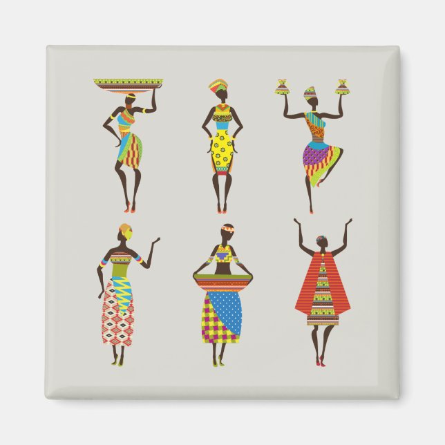 Imán Mujeres africanas ilustradas (Frente)