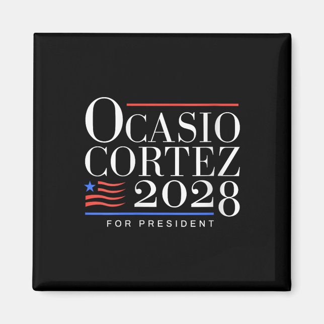 Imán Mujeres Aoc para Presidente 2028 V-cuello (Frente)