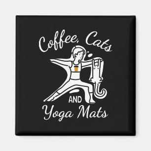 Imán Mujeres Café Gatos Y Alfombras De Yoga - Nombre Di
