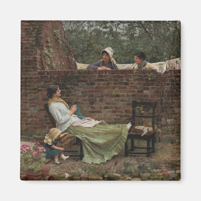 Imán Mujeres Chateando sobre la pared del jardín (Gossi (Frente)