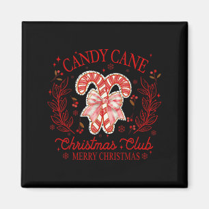 Imán Mujeres Coquette Bow Candy Cane Navidad Club Merry
