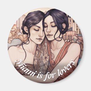 Imán Mujeres en el centro de Miami arrastrando a lesbia