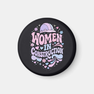 Imán Mujeres en la Construcción Empoderamiento Retro