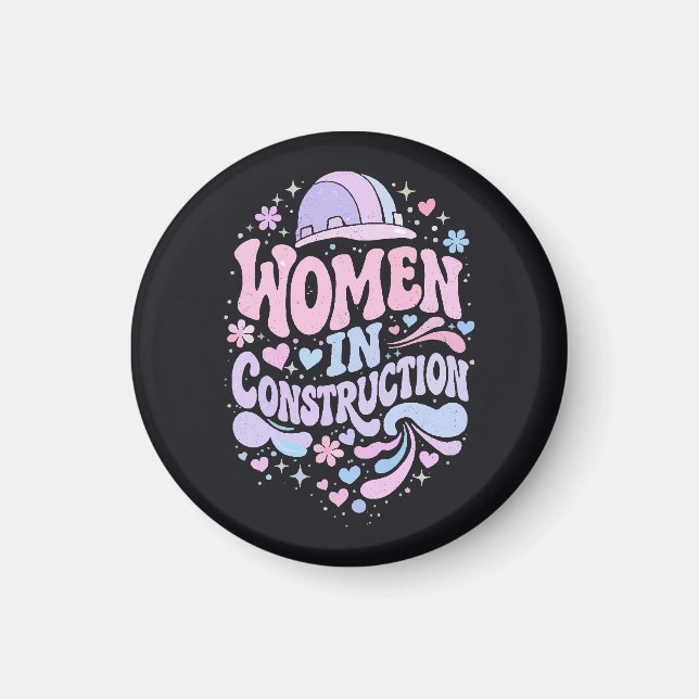 Imán Mujeres en la Construcción Empoderamiento Retro (Frente)