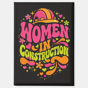 Imán Mujeres en la Construcción Empoderamiento Retro