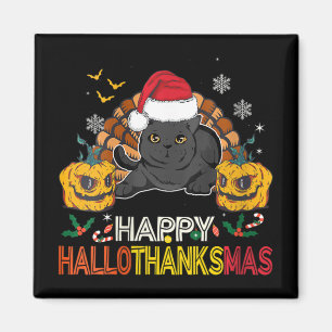 Imán Mujeres Felices Hallothanksmas Gato Negro Hallowee