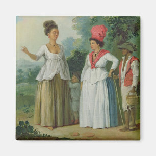 Imán Mujeres indias del oeste del color, con un niño y