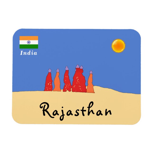 Imán Mujeres llevando agua en el desierto de Thar - Raj (Horizontal)