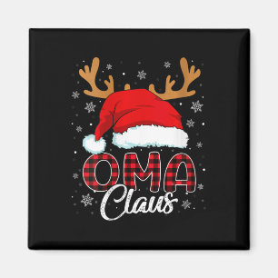Imán Mujeres Oma Claus Santa Hat Reindeer Red Plaid Mat