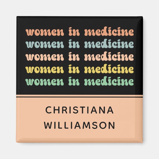 Imán Mujeres personalizados en enfermeras futuras retro (Frente)