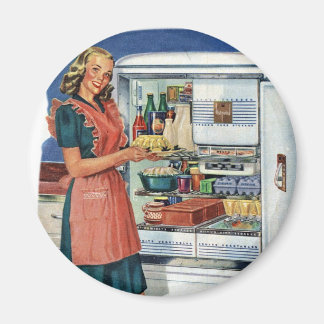 Imán Mujeres retro vintage Cocina con refrigerador comp