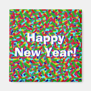 Imán Multicolor Confetti "¡Feliz Año Nuevo!"