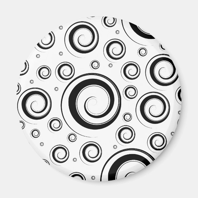 Imán Múltiples Swirls en blanco y negro (Frente)