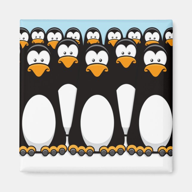 Imán Multitud de graciosos pingüinos Personalizados en  (Frente)
